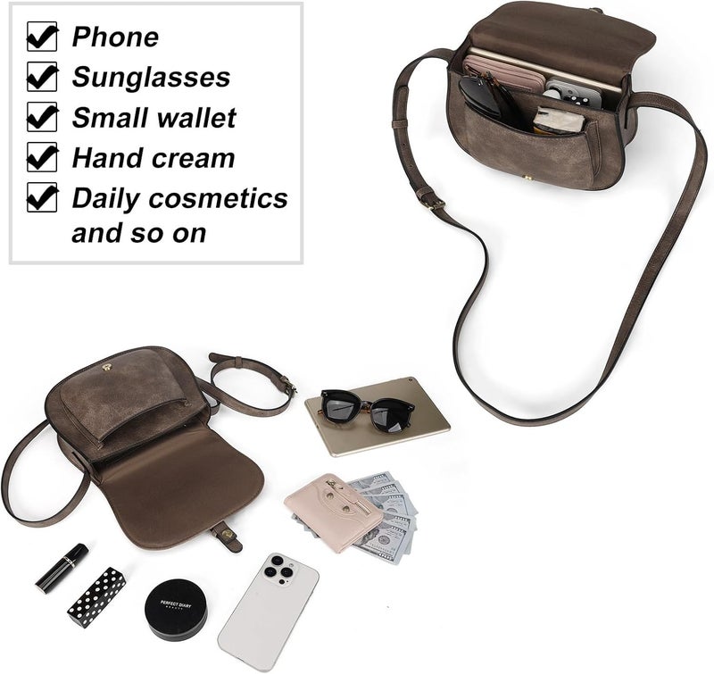 AFKOMST Crossbody Bags for Women,Small Saddle Purse and Boho Cross Body Handbags,Vegan Leather - Image 5